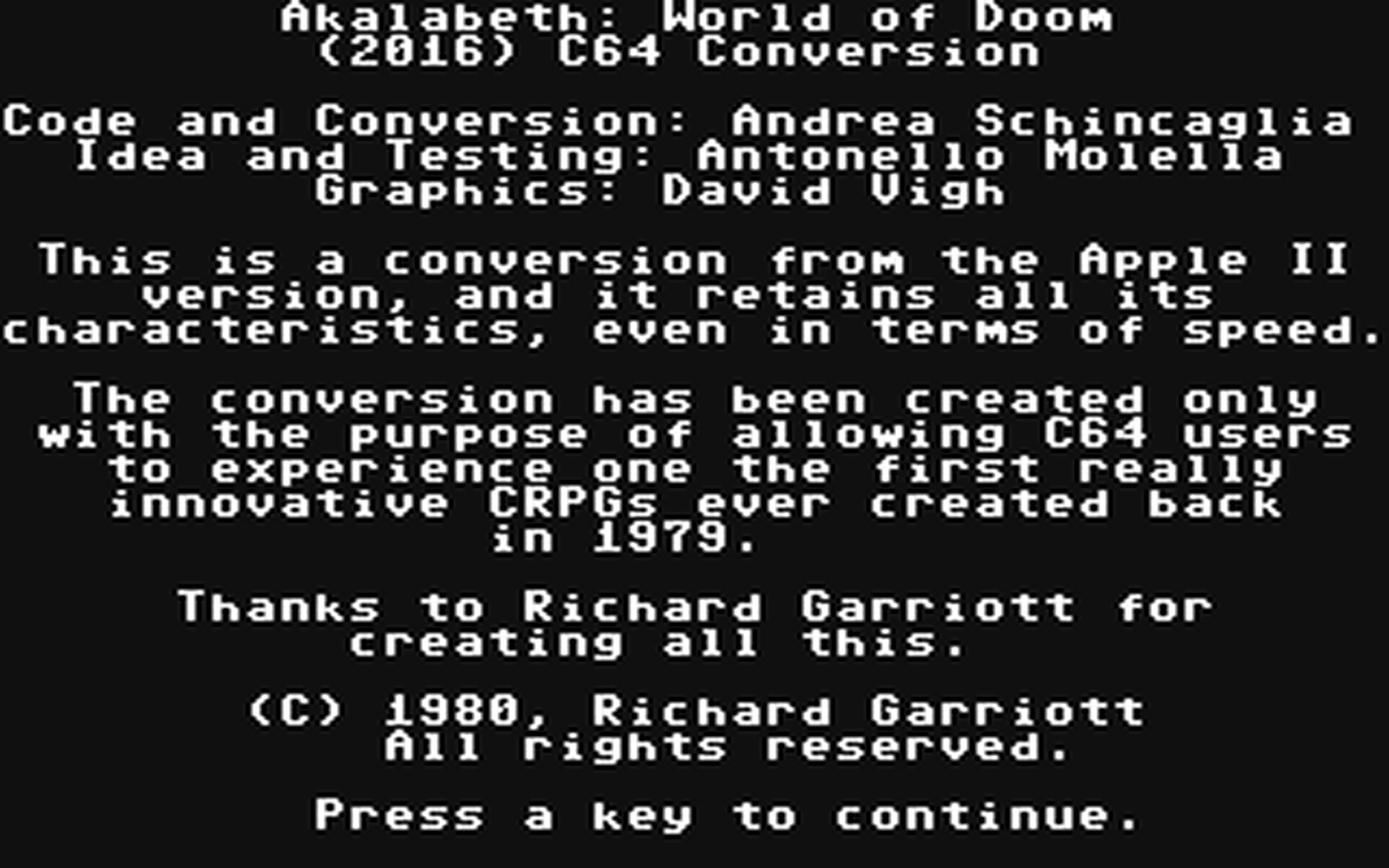 C64 GameBase Akalabeth_-_World_of_Doom (Public_Domain) 2016
