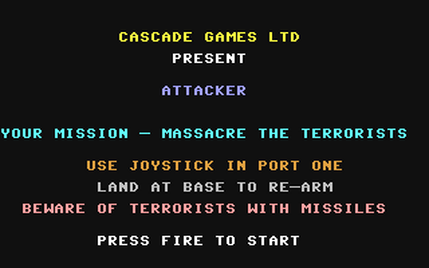 C64 GameBase Attacker Cascade_Games_Ltd. 1983