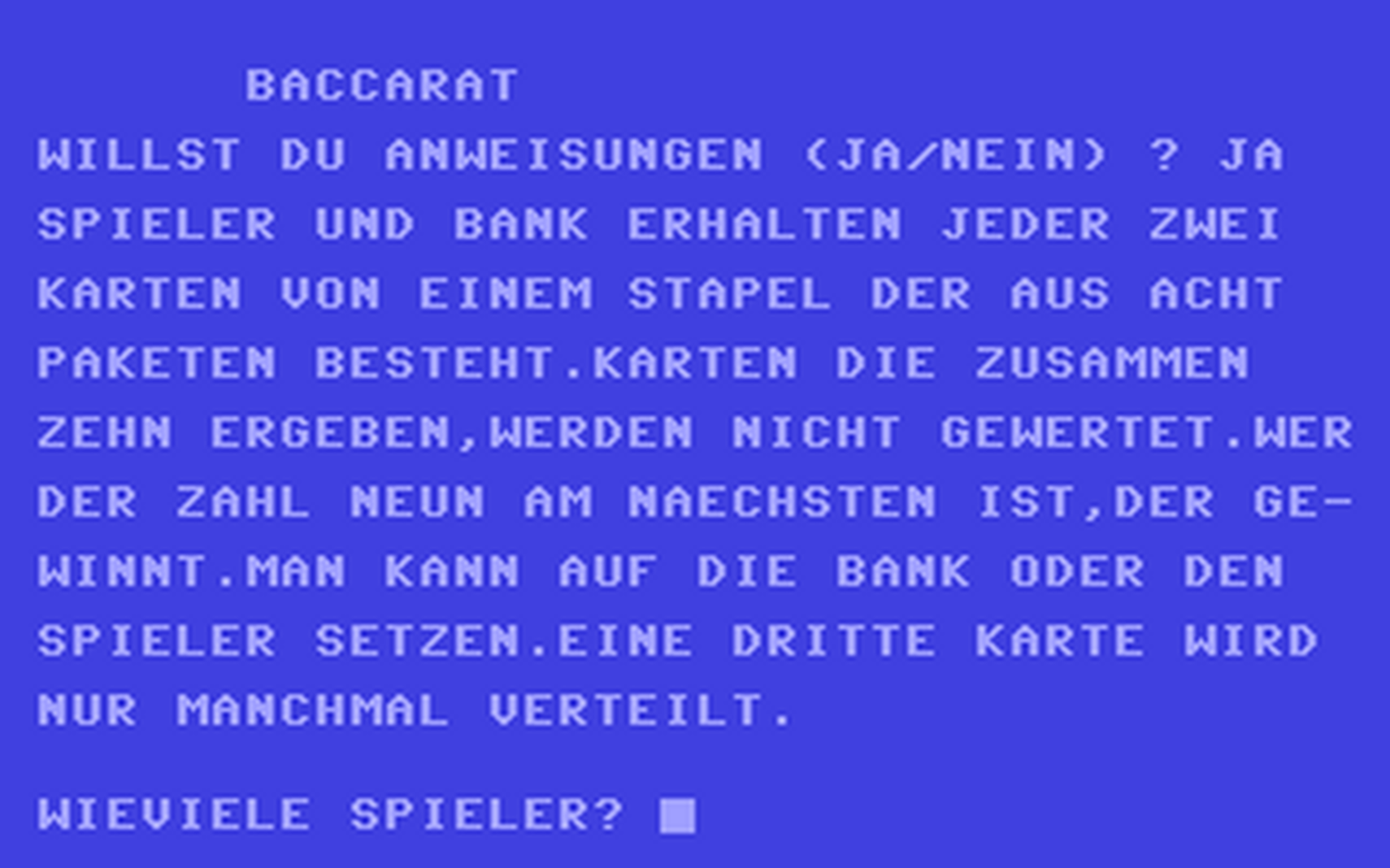 C64 GameBase Baccarat