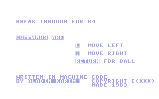 C64 GameBase Break_Through_for_64 (Public_Domain) 1983