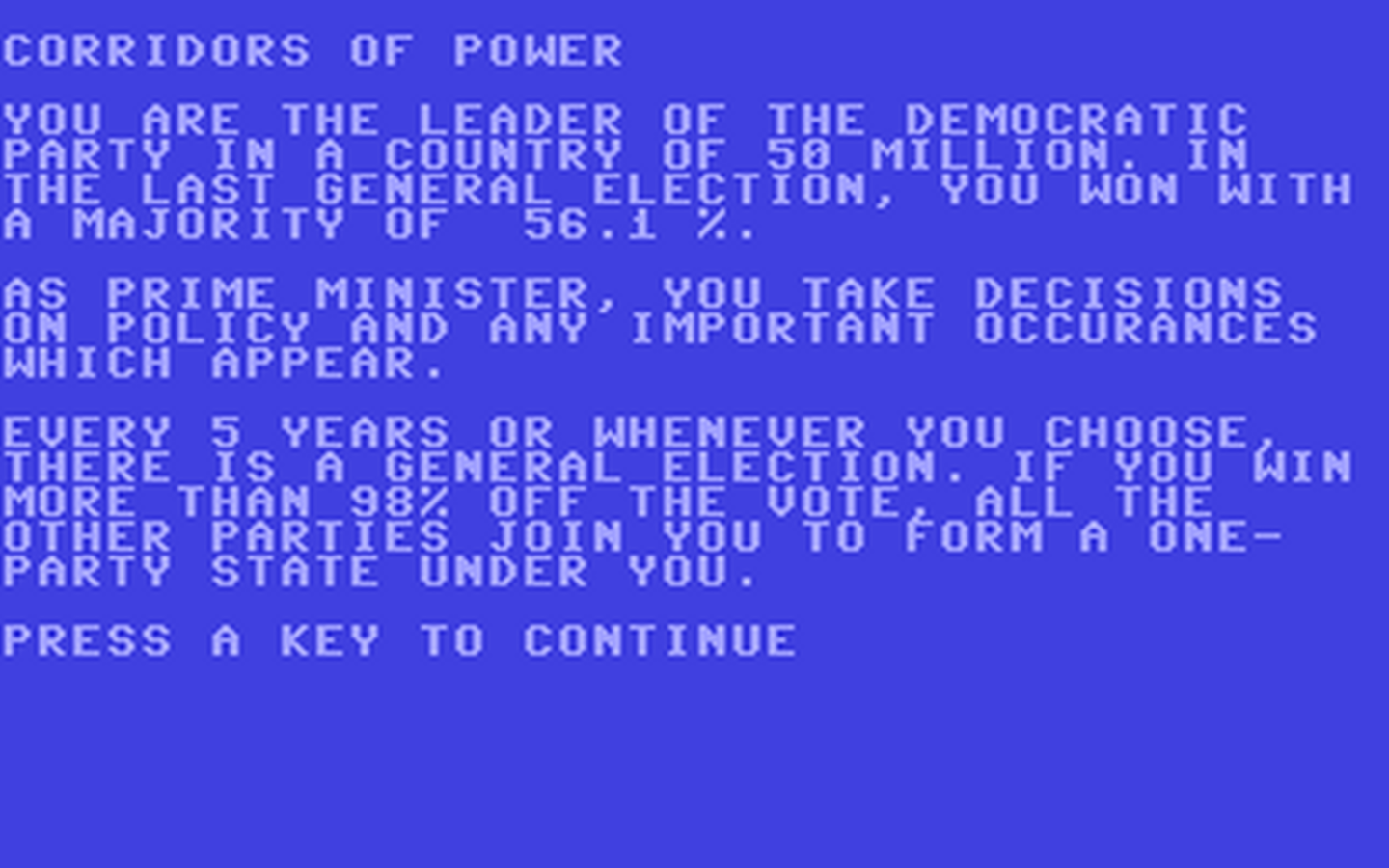 C64 GameBase Corridors_of_Power Interface_Publications 1984