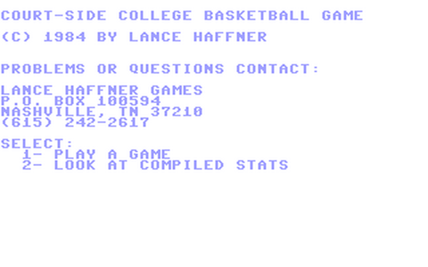 C64 GameBase Court-Side_College_Basketball_Game Lance_Haffner_Games 1985