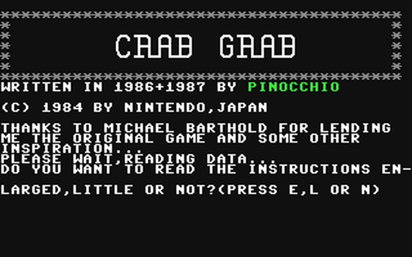 C64 GameBase Crab_Grab (Public_Domain) 1987