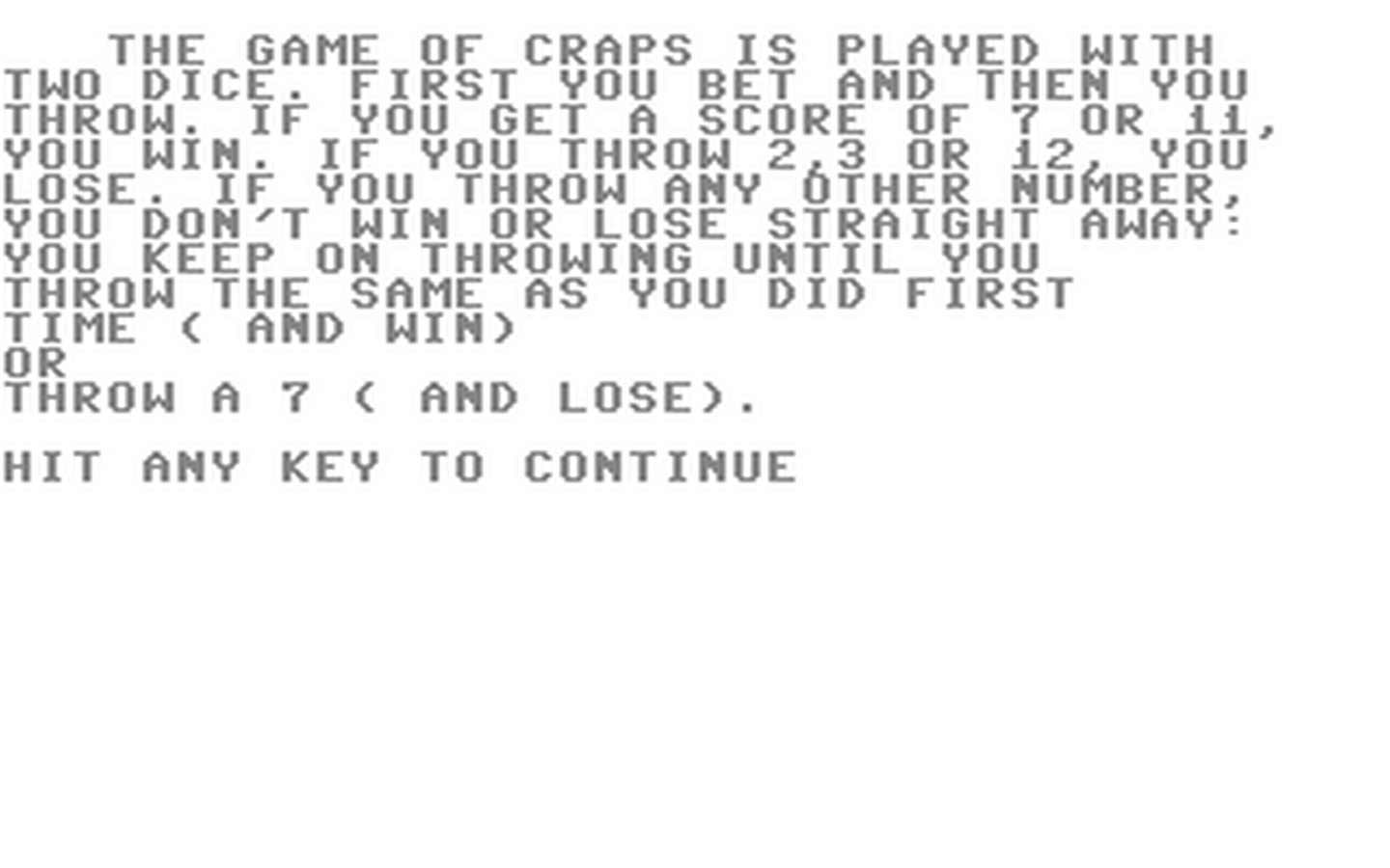 C64 GameBase Craps