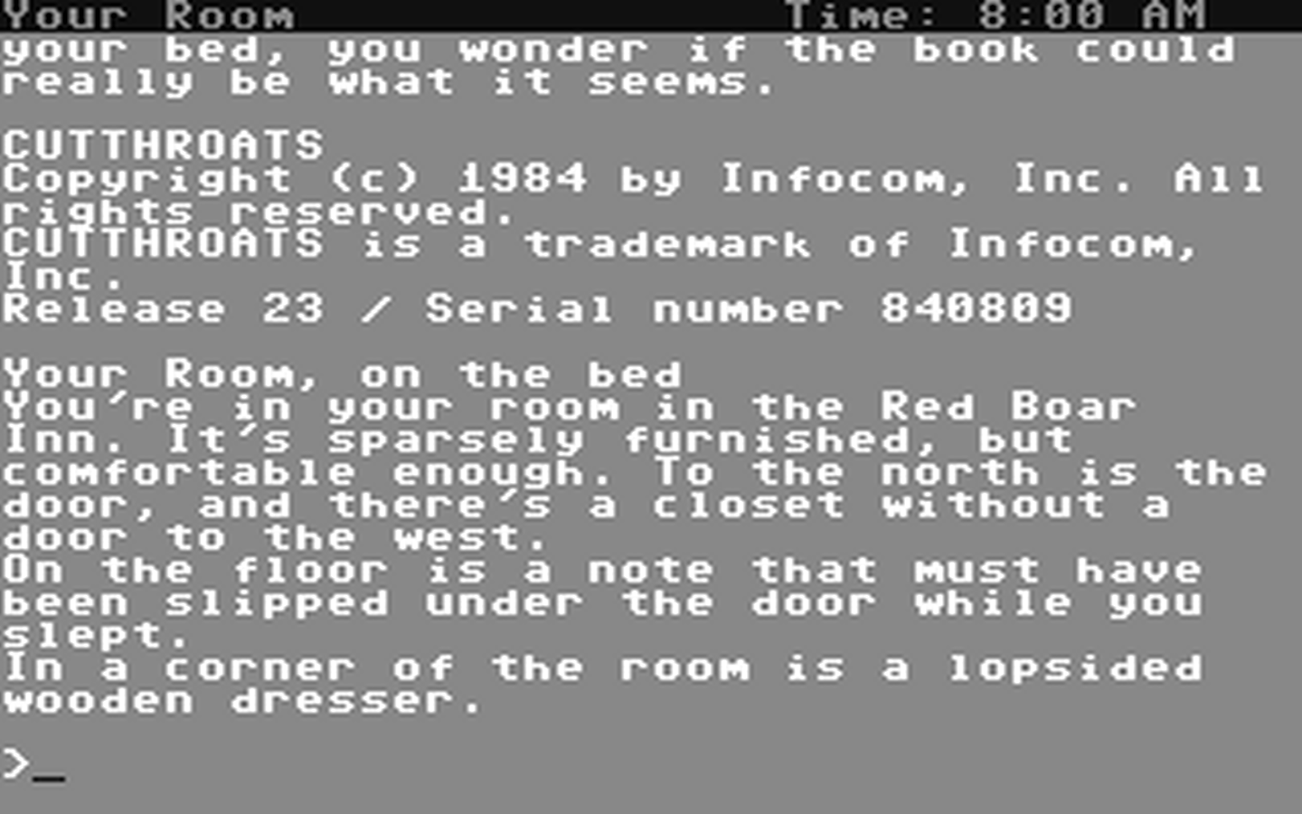 C64 GameBase Cutthroats Infocom 1984