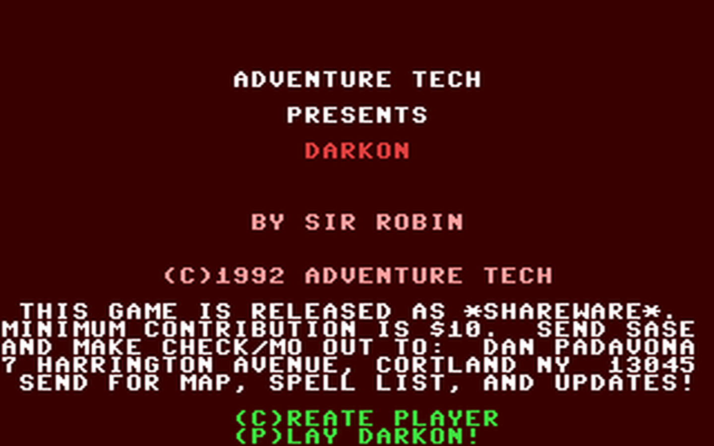 C64 GameBase Darkon Adventure_Tech 1992