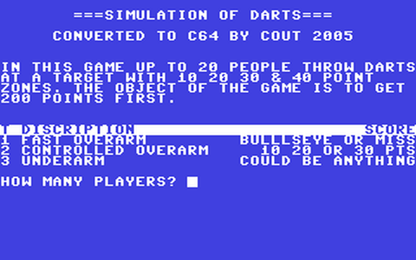 C64 GameBase Darts (Not_Published) 2005