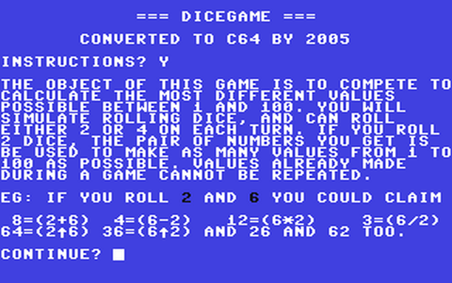 C64 GameBase Dicegame (Not_Published) 2005