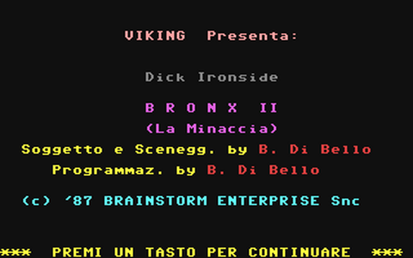 C64 GameBase Dick_Ironside_-_Bronx_II:_La_Minaccia Edizioni_Hobby/Viking 1987