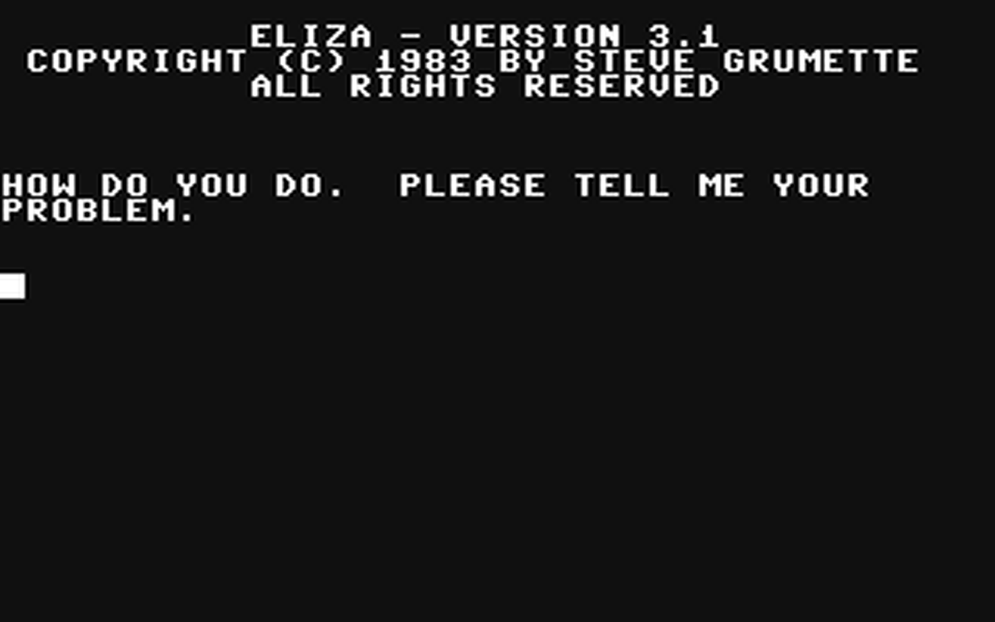 C64 GameBase Eliza_3.1 Steve_Grumette 1983
