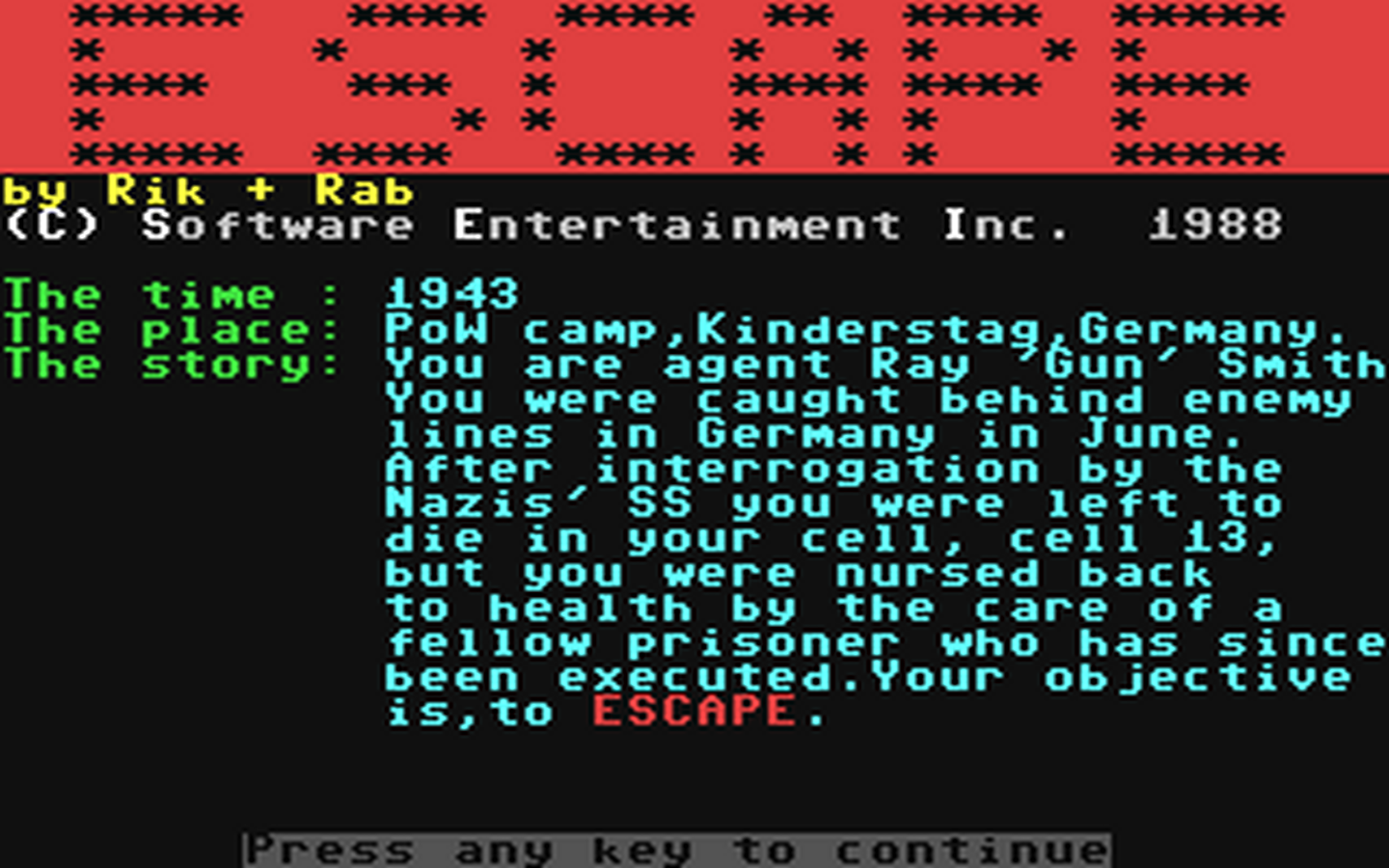C64 GameBase Escape! Argus_Specialist_Publications_Ltd./Commodore_Disk_User 1988