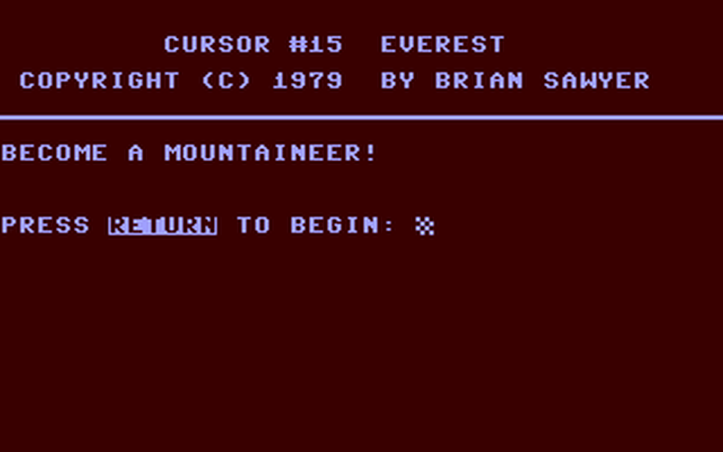 C64 GameBase Everest The_Code_Works/CURSOR 1979