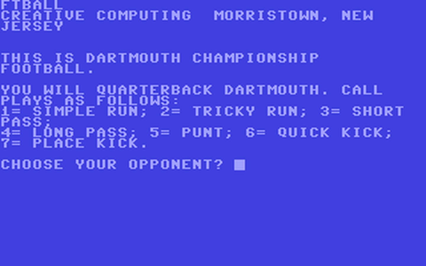 C64 GameBase Ftball Creative_Computing 1978