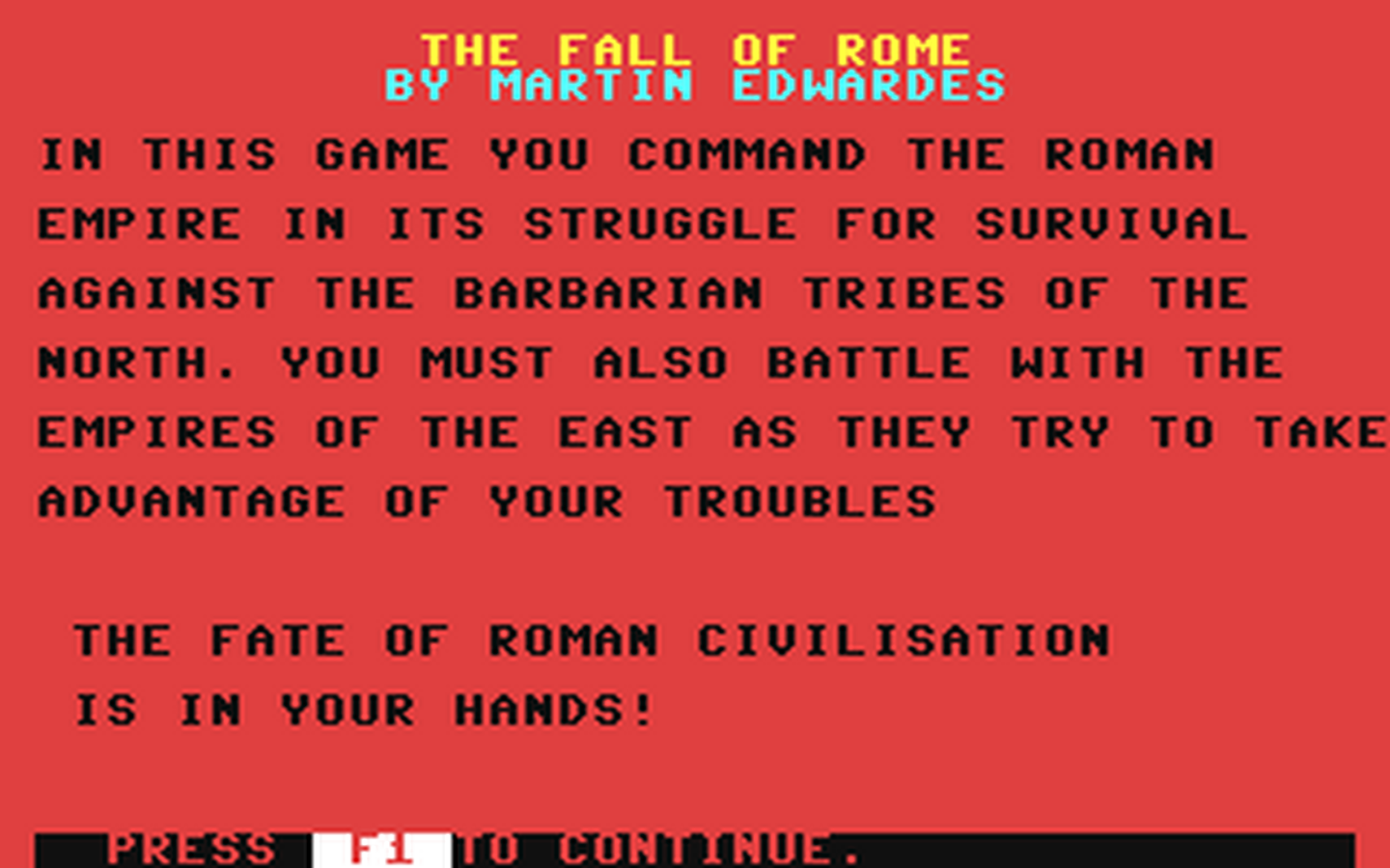 C64 GameBase Fall_of_Rome,_The Argus_Press_Software_(APS) 1984