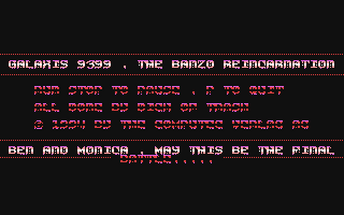 C64 GameBase Galaxis_9399_-_The_Banzo_Reincarnation (Created_with_SEUCK) 1994