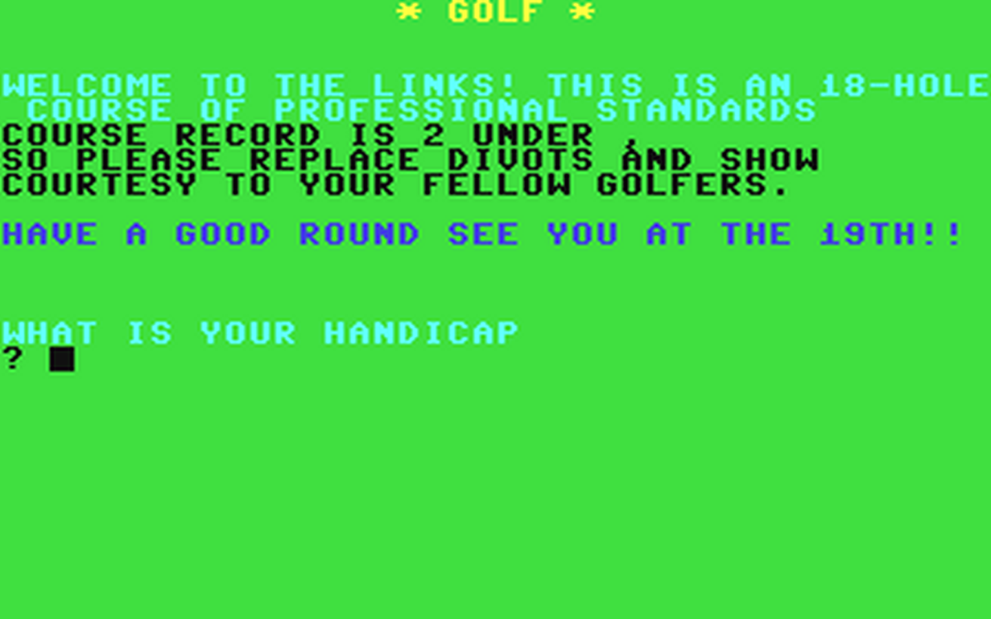 C64 GameBase Golf BigK 1984