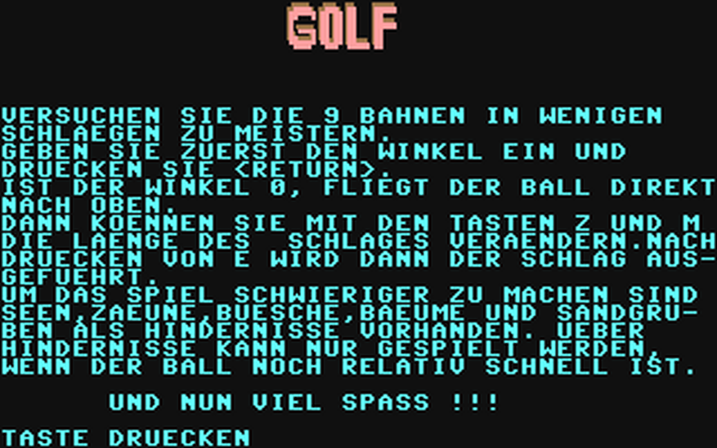 C64 GameBase Golf Tronic_Verlag_GmbH/Homecomputer 1984
