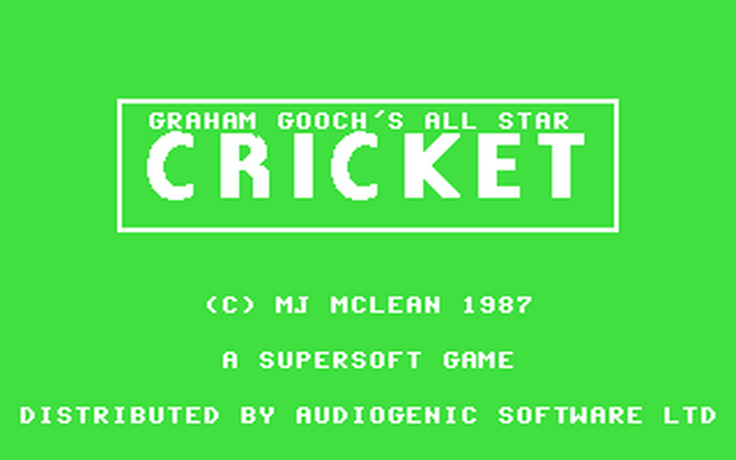 C64 GameBase Graham_Gooch's_All_Star_Cricket Audiogenic_Software_Ltd. 1987
