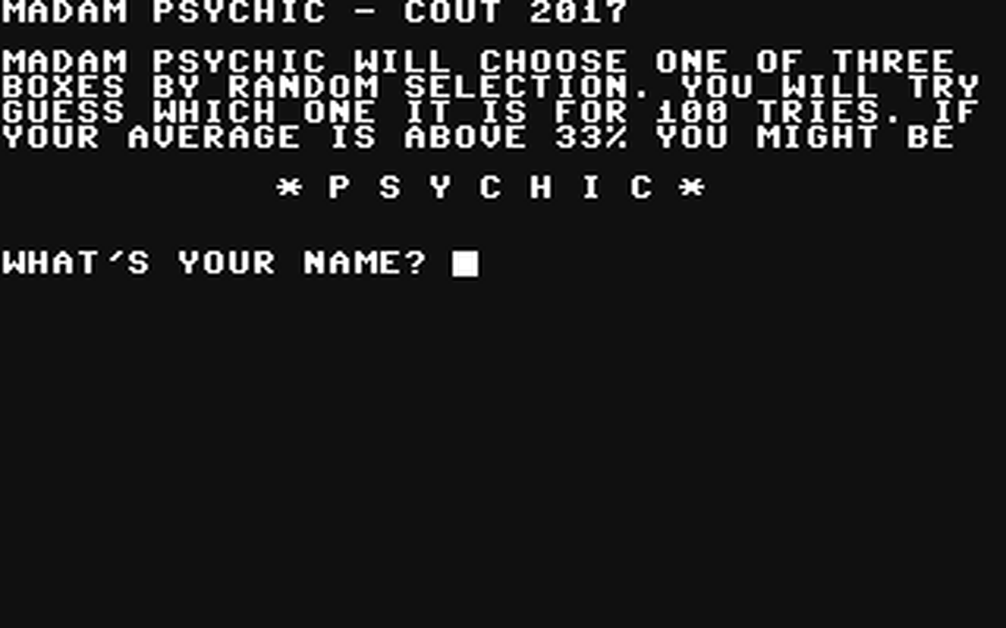 C64 GameBase Madam_Psychic (Public_Domain) 2017