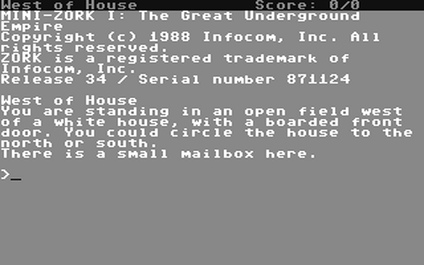 C64 GameBase Mini-Zork_I Infocom 1987