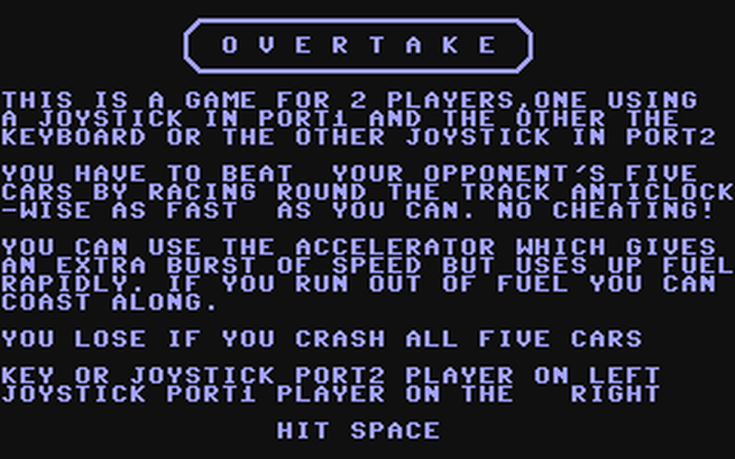 C64 GameBase Overtake Cascade_Games_Ltd. 1984