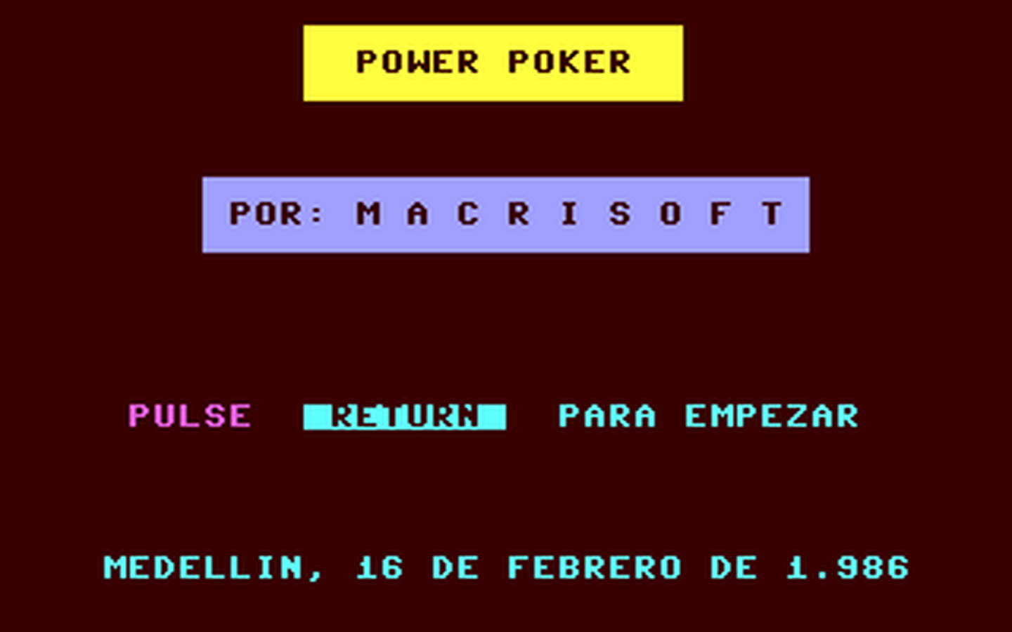 C64 GameBase Power_Poker Macrisoft 1986