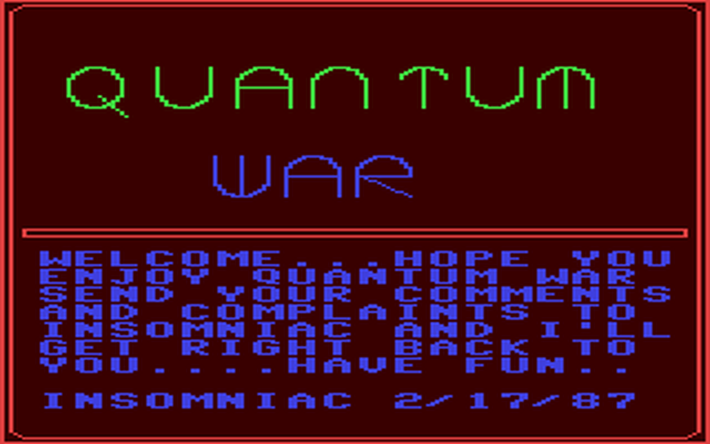 C64 GameBase Quantum_War (Created_with_GKGM) 1987