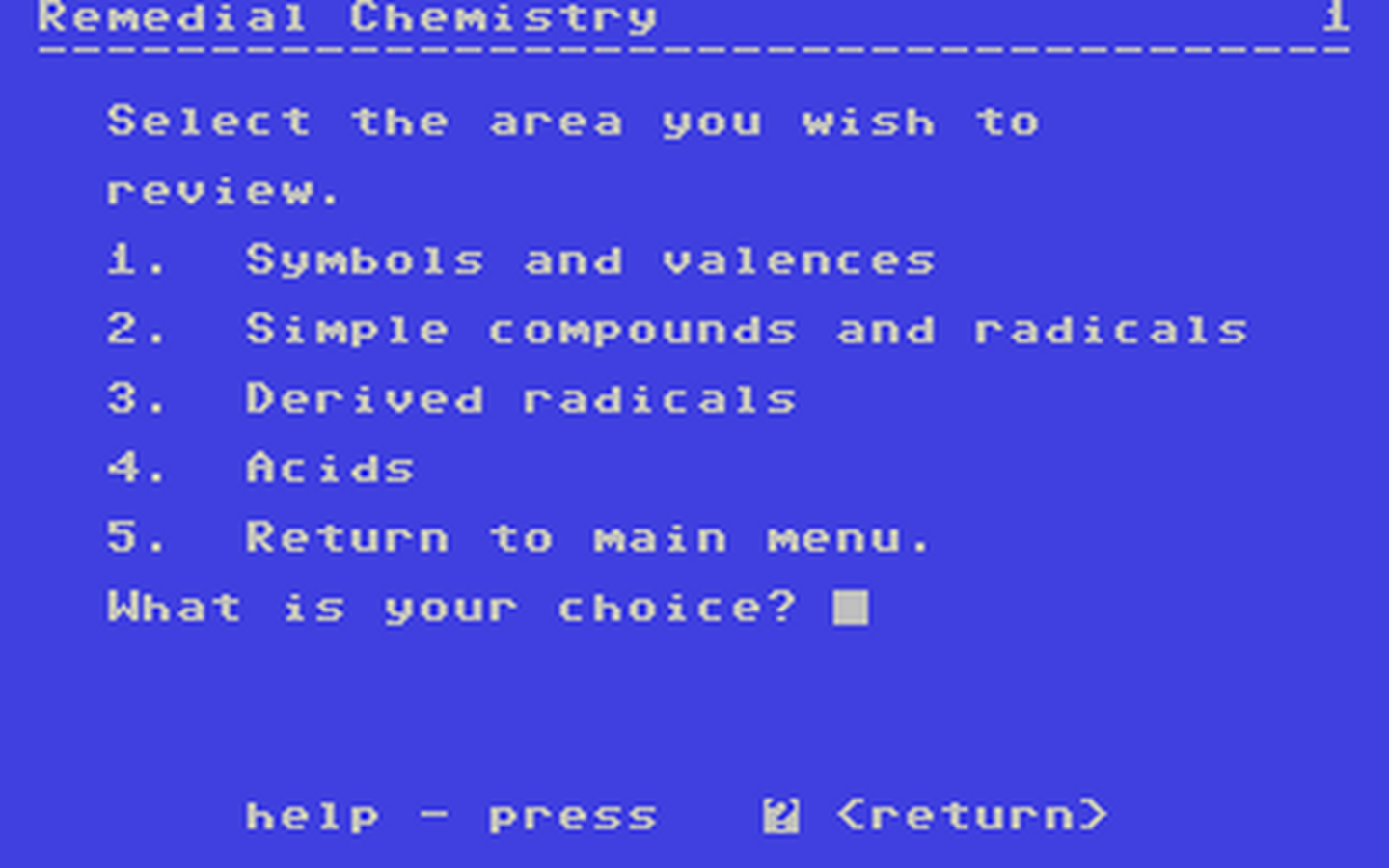 C64 GameBase Remedial_Chemistry Commodore_Educational_Software 1983