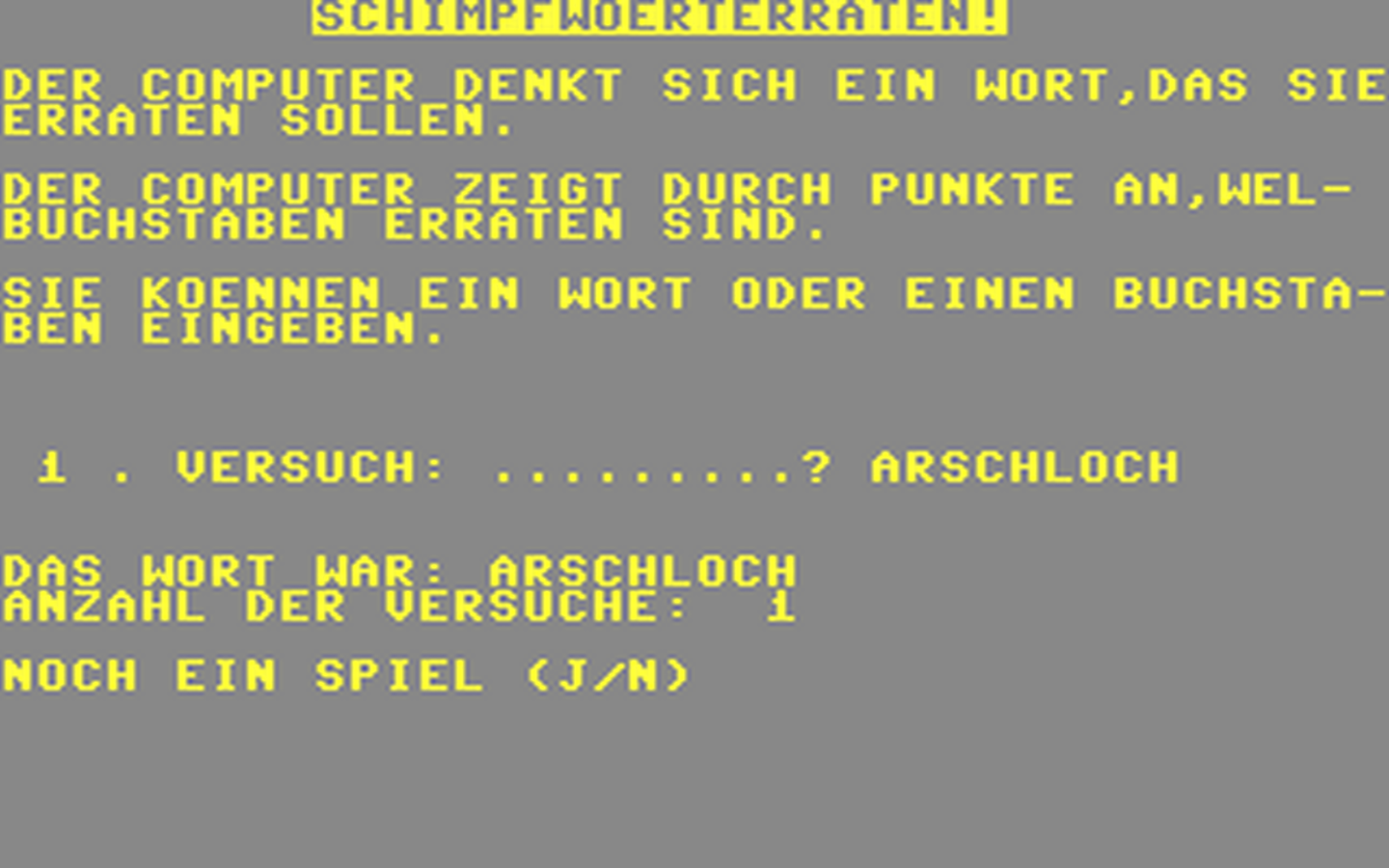 C64 GameBase Schimpfwörterraten! (Public_Domain) 1985
