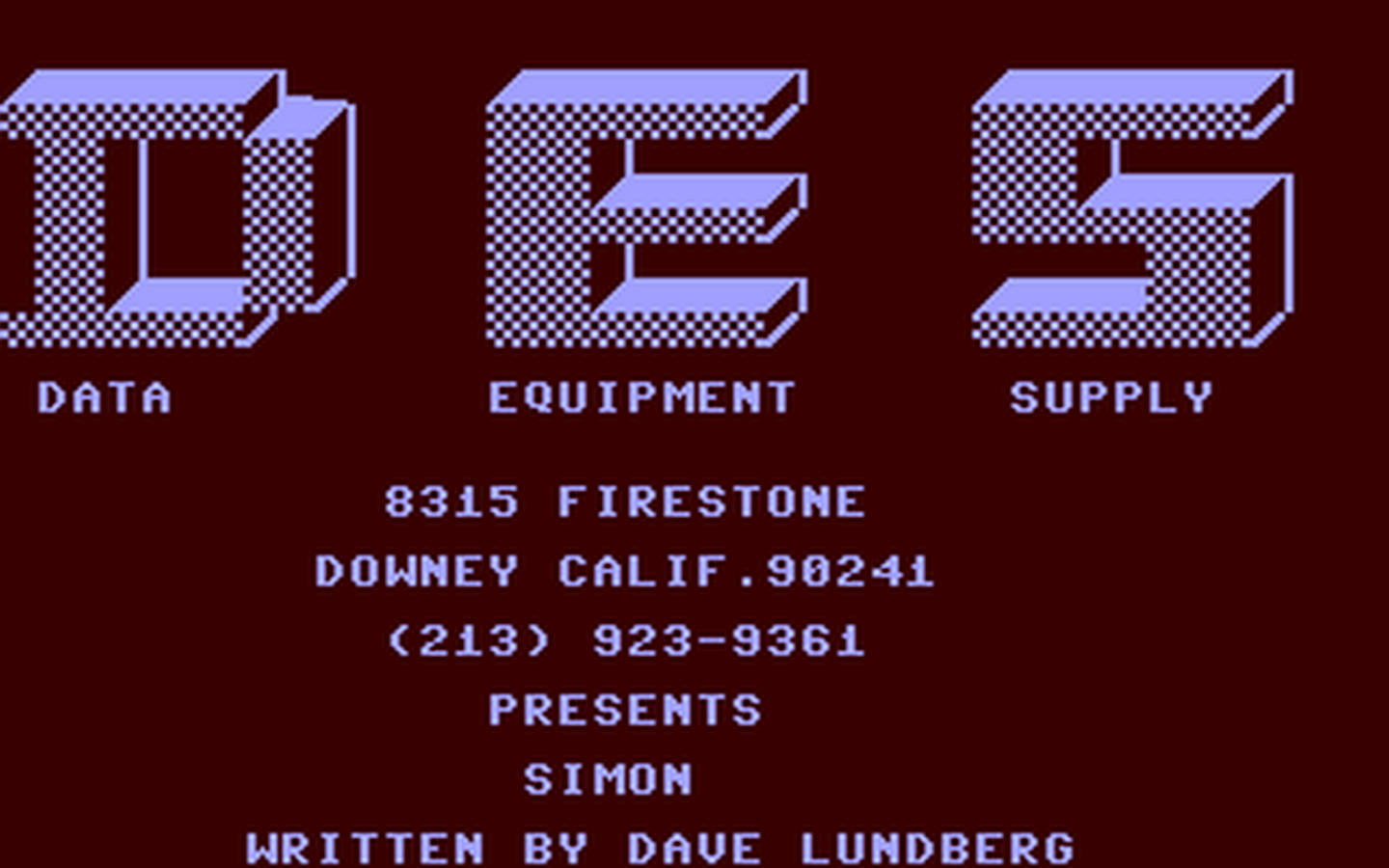 C64 GameBase Simon Data_Equipment_Supply_(DES) 1979