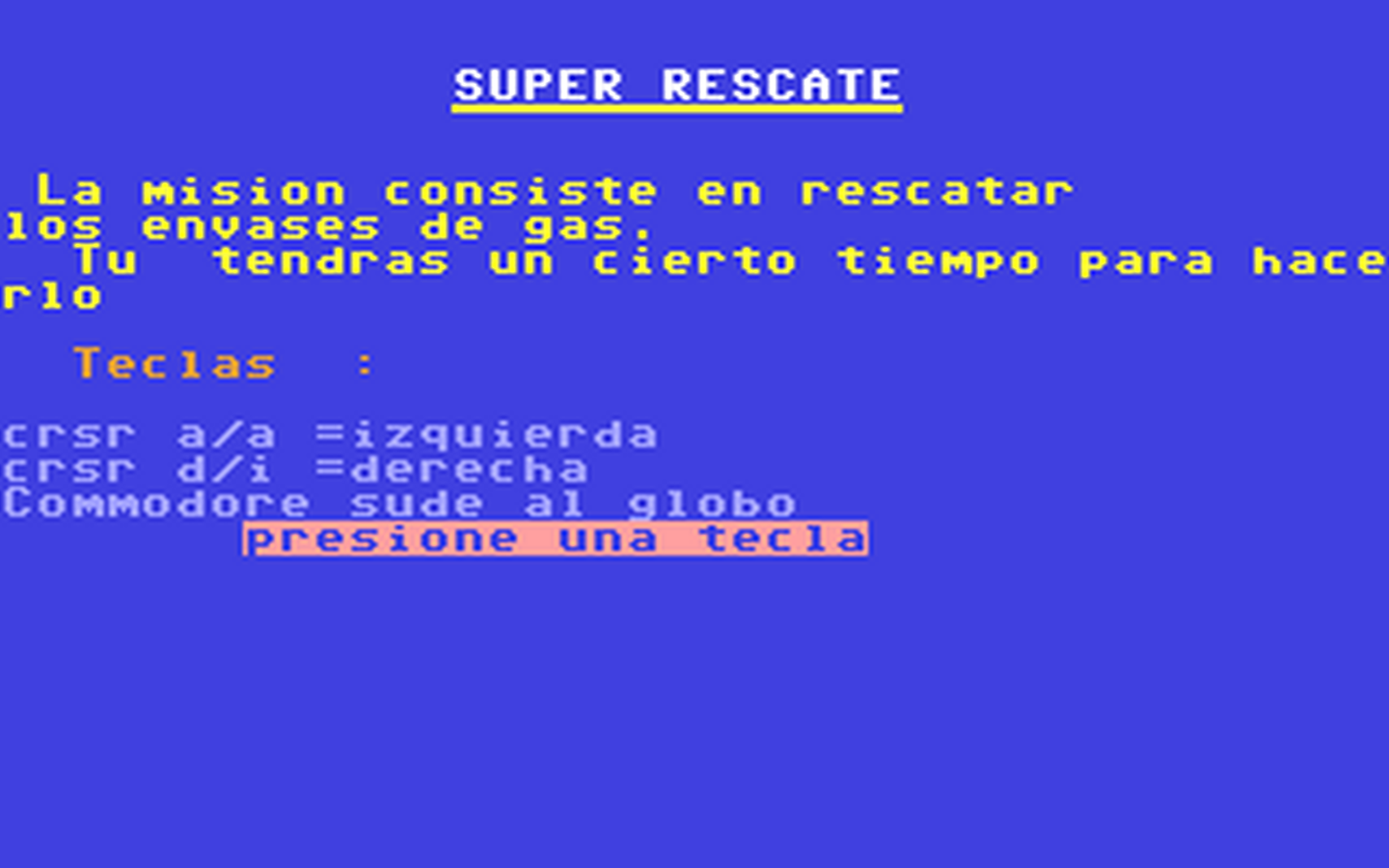 C64 GameBase Super_Rescate Proedi_Editorial_S.A./Drean_Commodore 1987