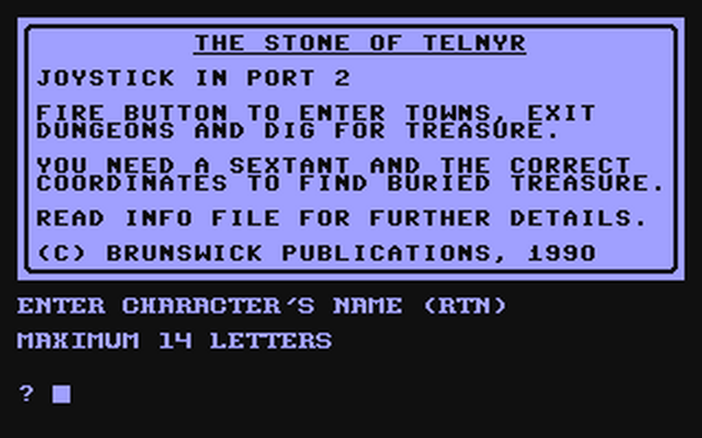 C64 GameBase Telnyr_I_-_The_Stone_of_Telnyr Brunswick_Publications_(Public_Domain) 1990