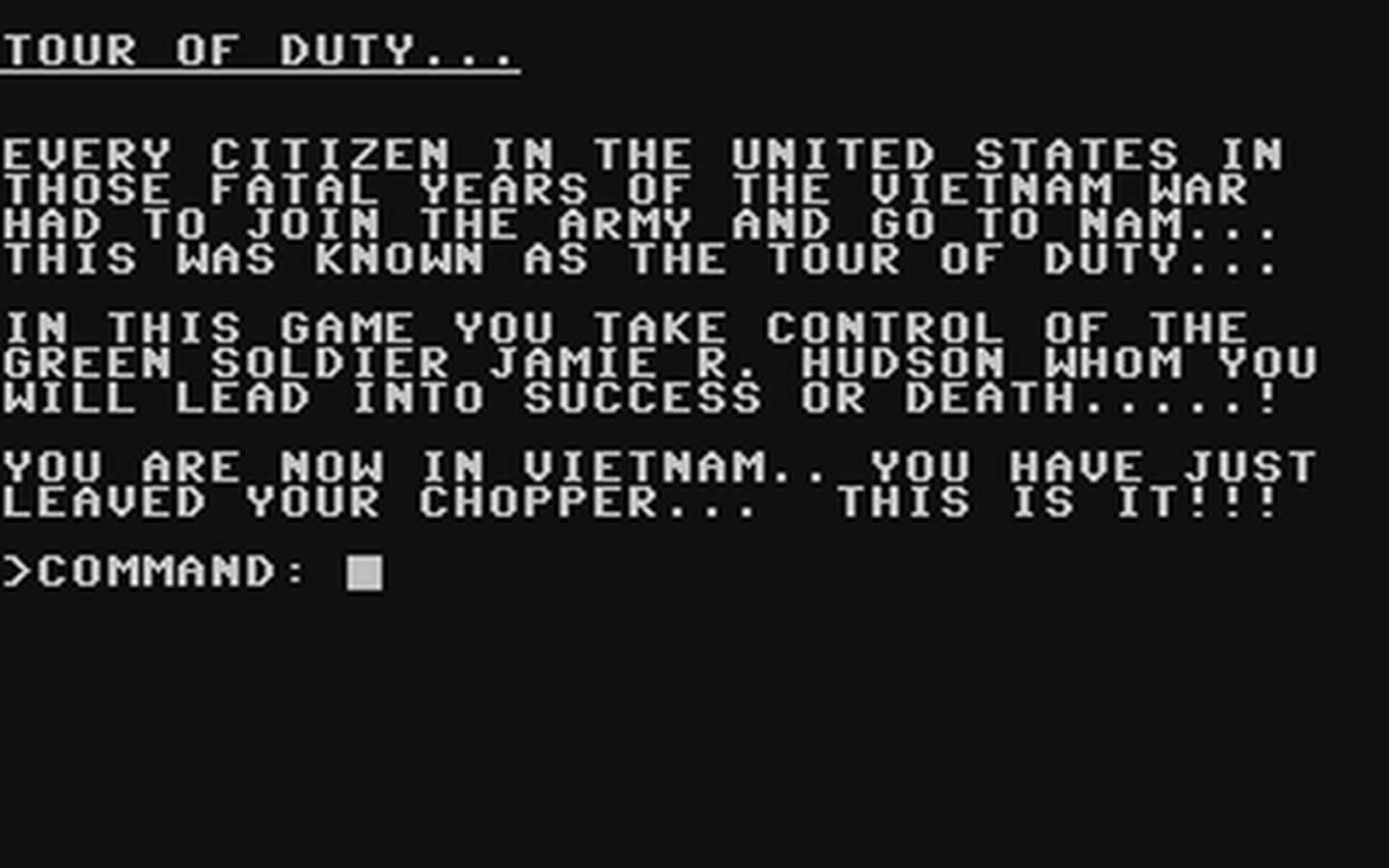 C64 GameBase Tour_of_Duty (Not_Published) 1988