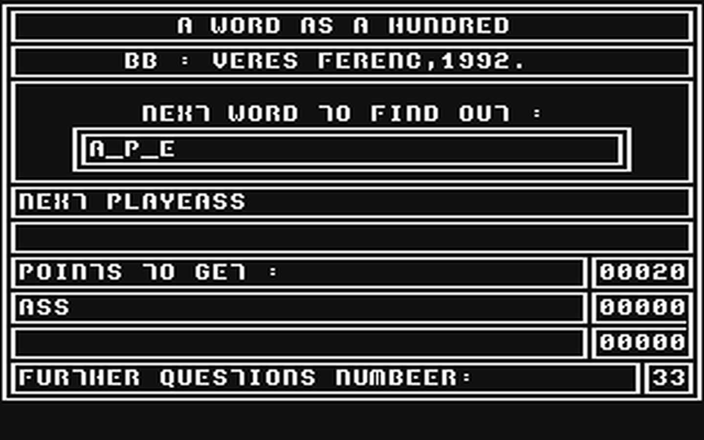 C64 GameBase Word_as_a_Hundred,_A (Public_Domain) 1992