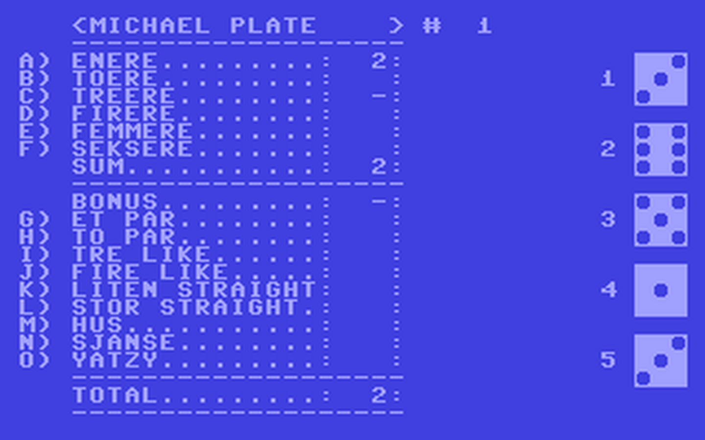 C64 GameBase Yatzy Datacompaniet/64_Tape_Computing 1985