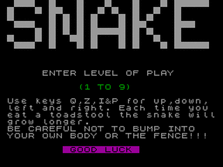 ZX GameBase Snake Interface_Publications 1983
