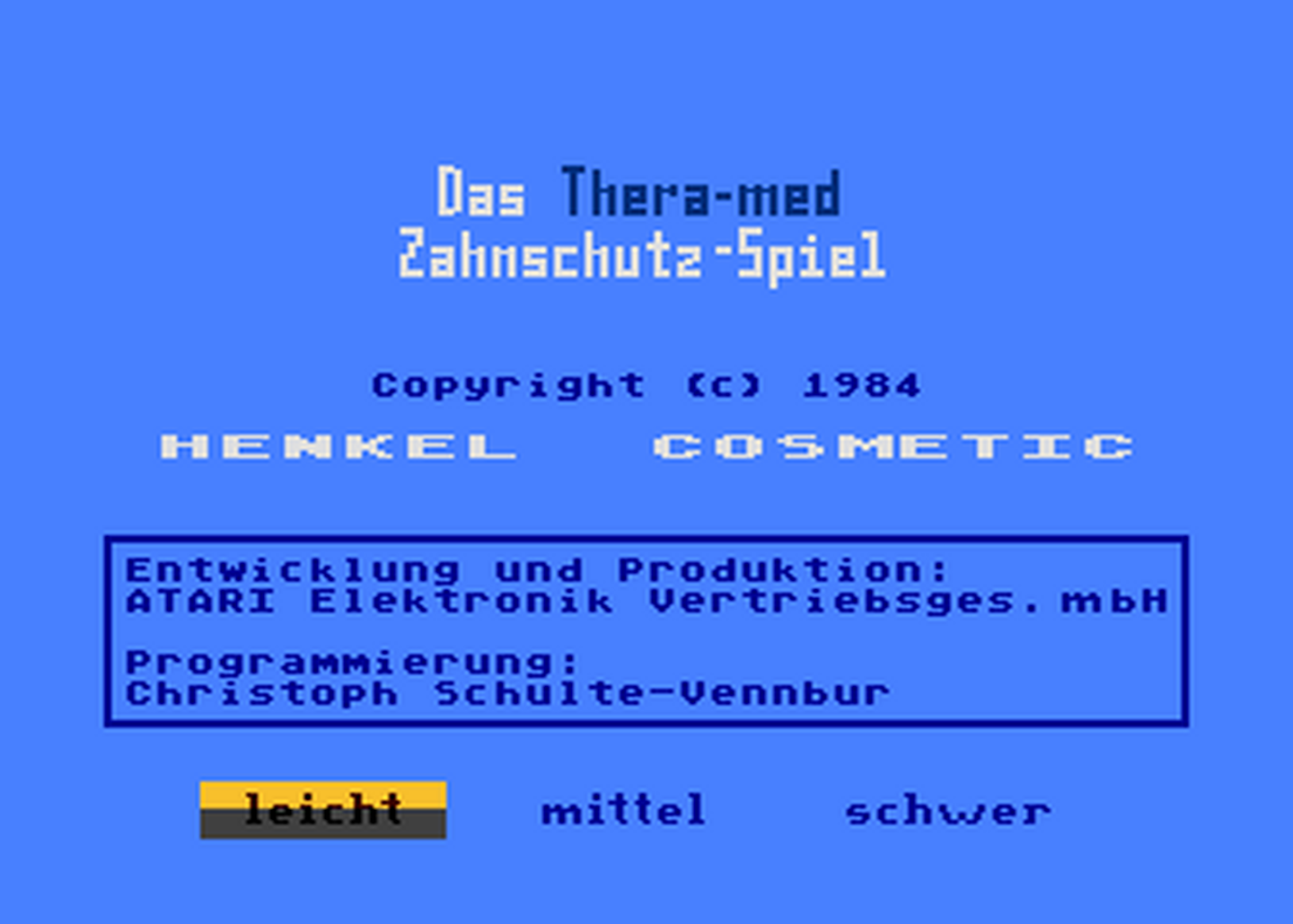 Atari GameBase Thera-Med_Zahnschutz_Spiel,_Das Henkel_Cosmetic 1984