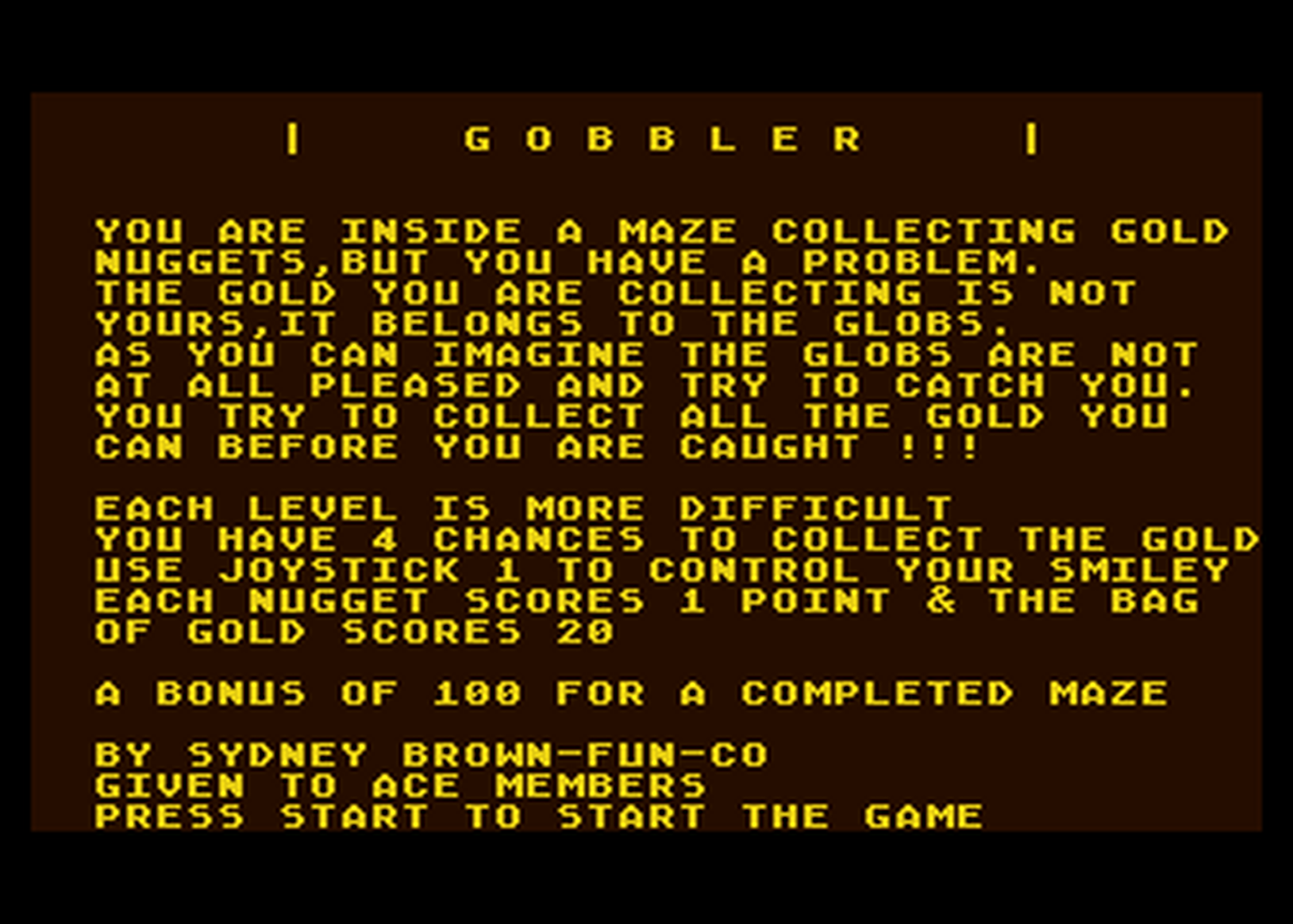 Atari GameBase Gobbler ACE_Newsletter 1982