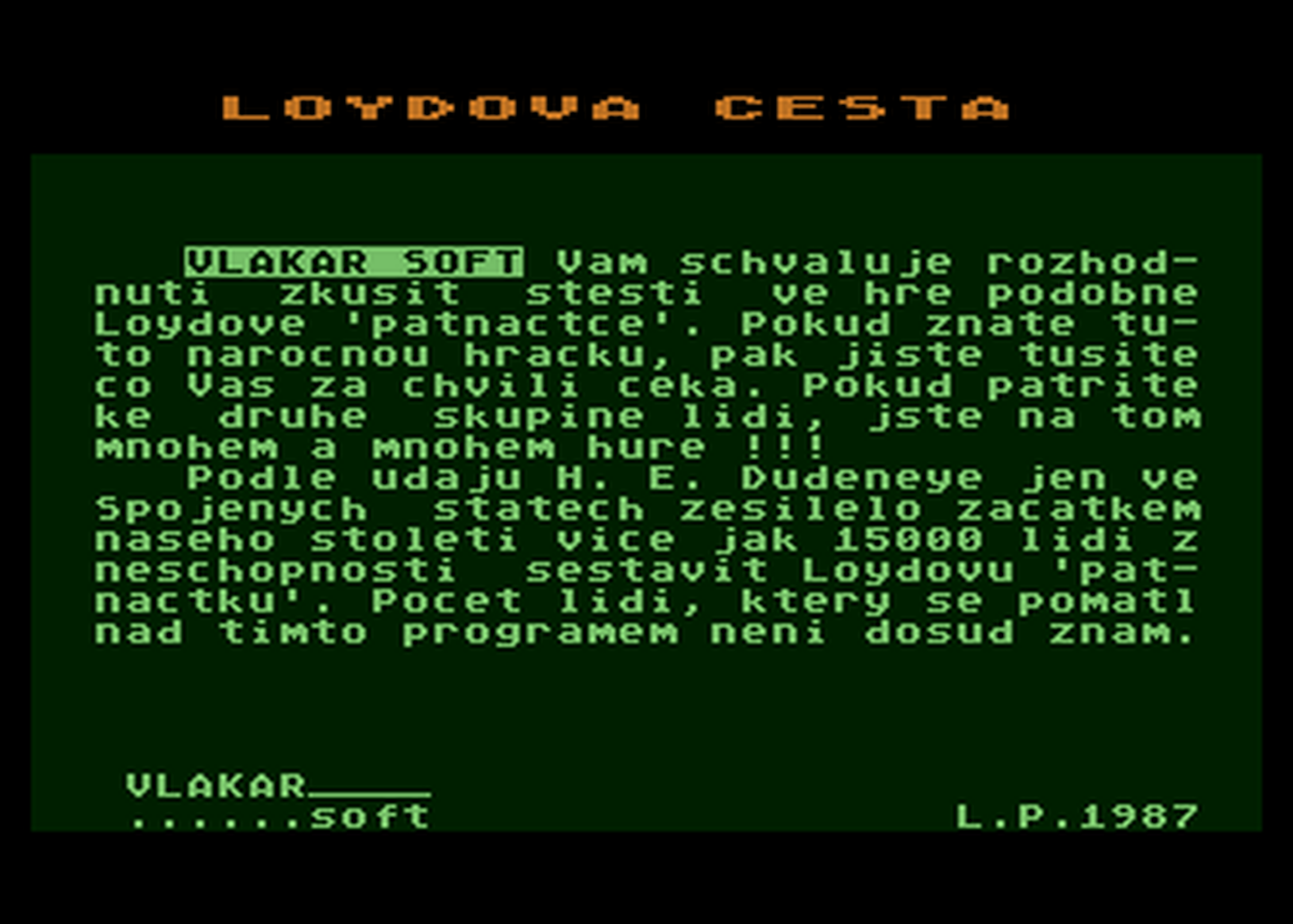 Atari GameBase Loydova_Cesta Vlakar_Soft 1987