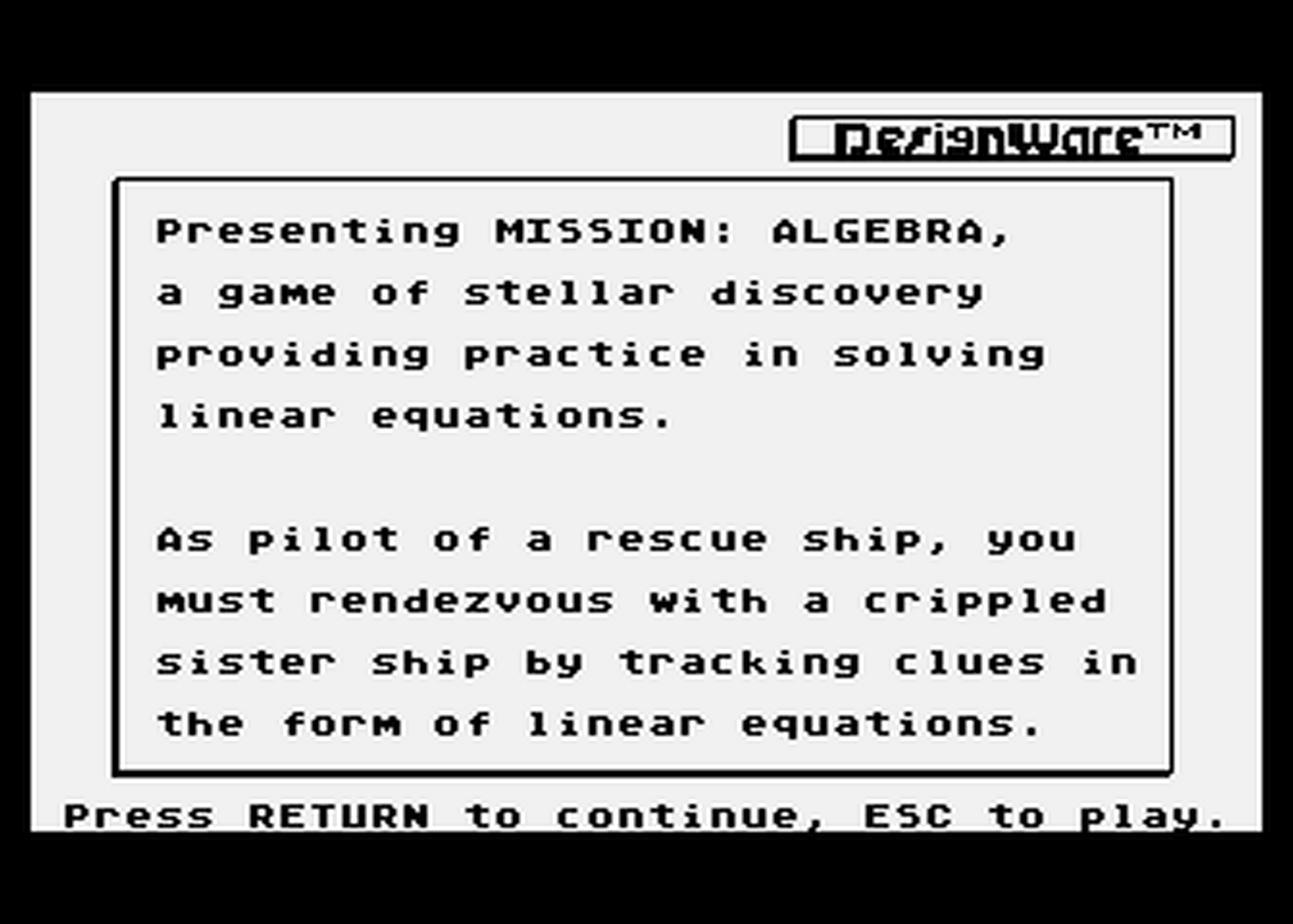 Atari GameBase Mission_Algebra DesignWare 1984