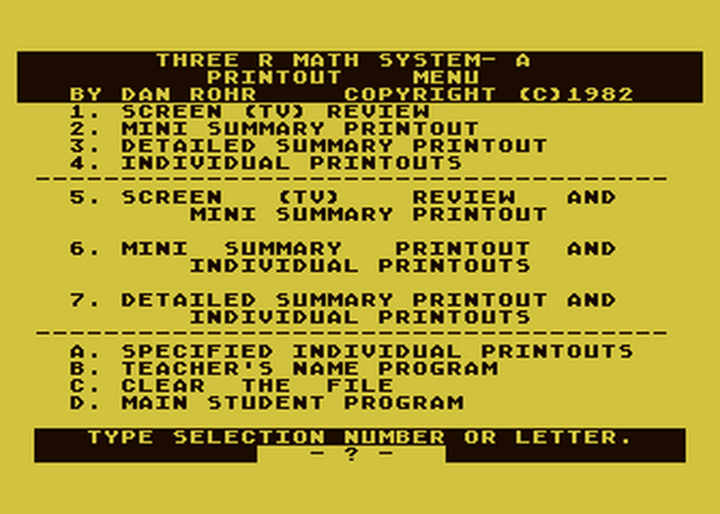 Atari GameBase Three_R_Math_Classroom_Kit APX 1982